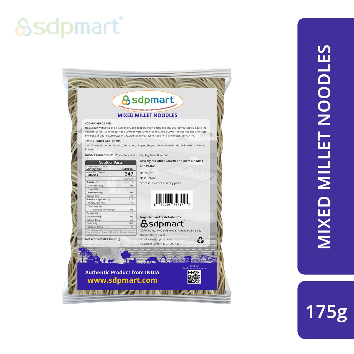 SDPMart Mixed Millet Noodles 175 Gms - SDPMart