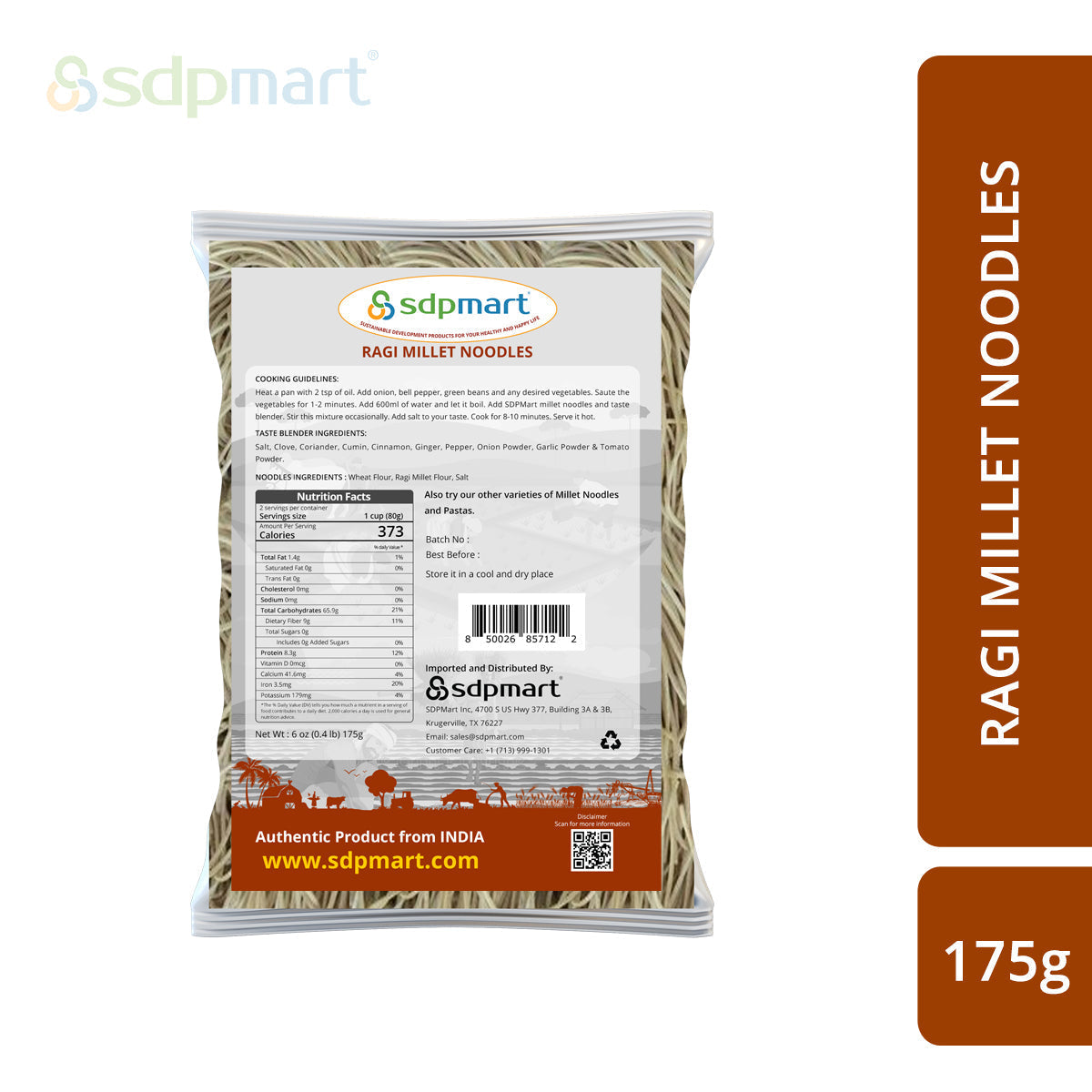 SDPMart Ragi Millet Noodles 175 Gms - SDPMart