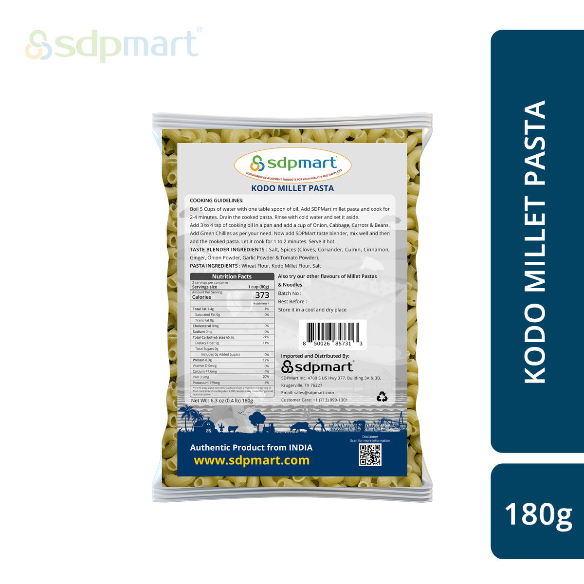 SDPMart Kodo Millet Pasta 180 Gms - SDPMart