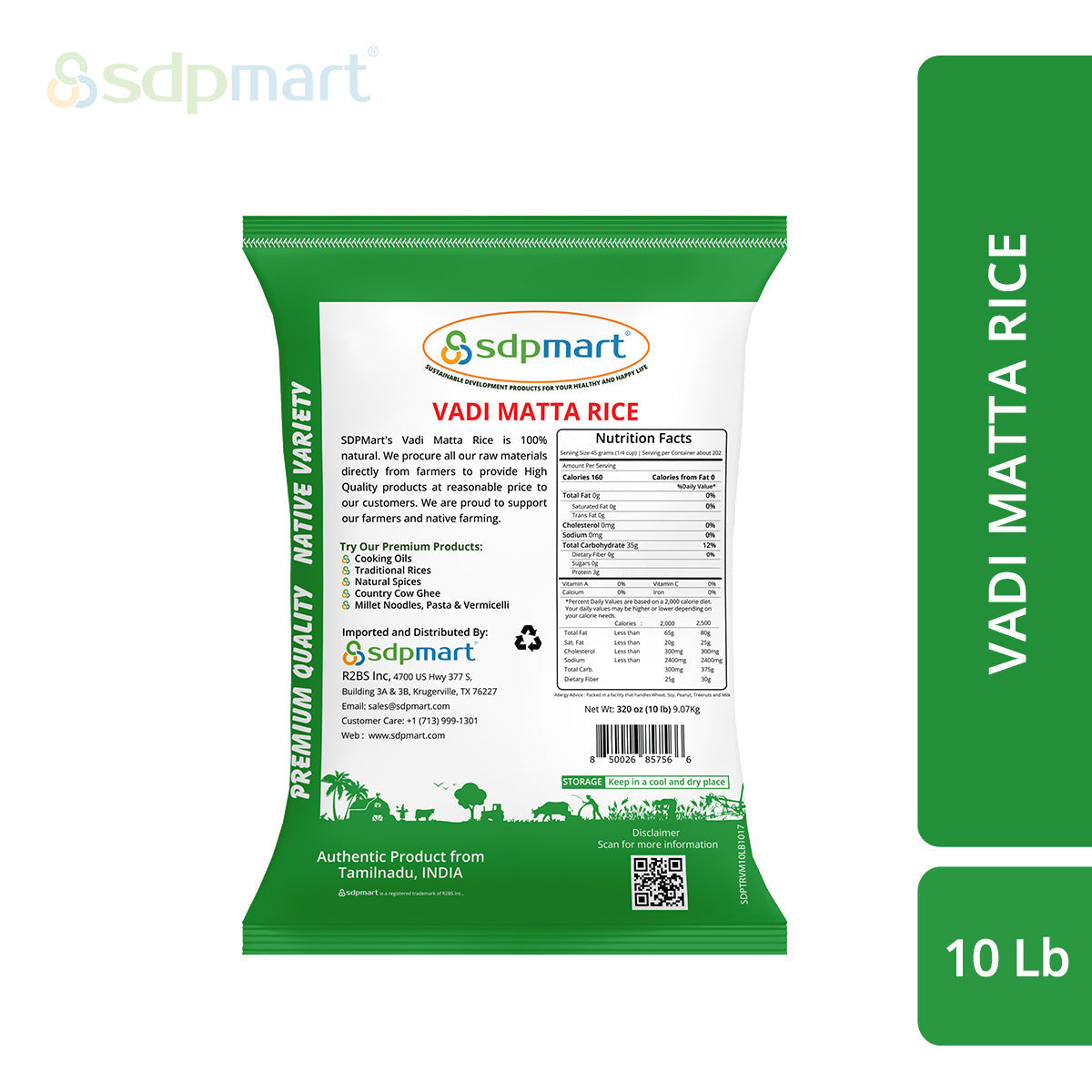 SDPMart Premium Vadi Matta Rice 10 LB - SDPMart